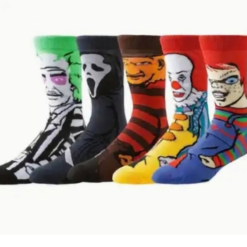 5 Pair Cartoon Character Anime Socks, Unisex Adult